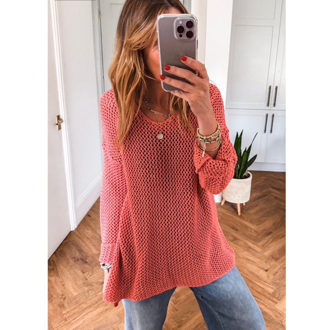 Coastal Breeze, Open Knit Lightweight Sweater