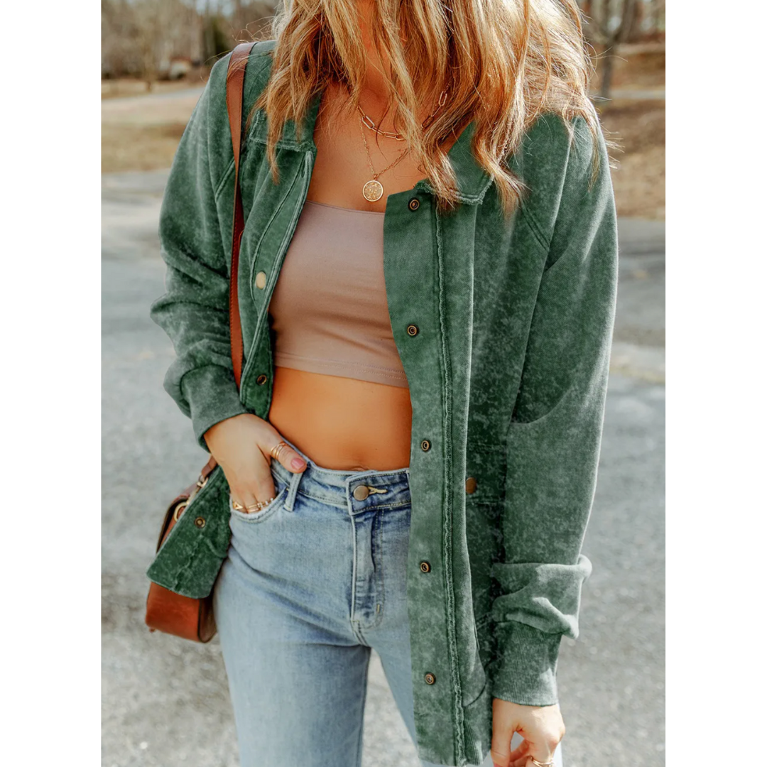 Rustic Charm Mineral Wash Shacket