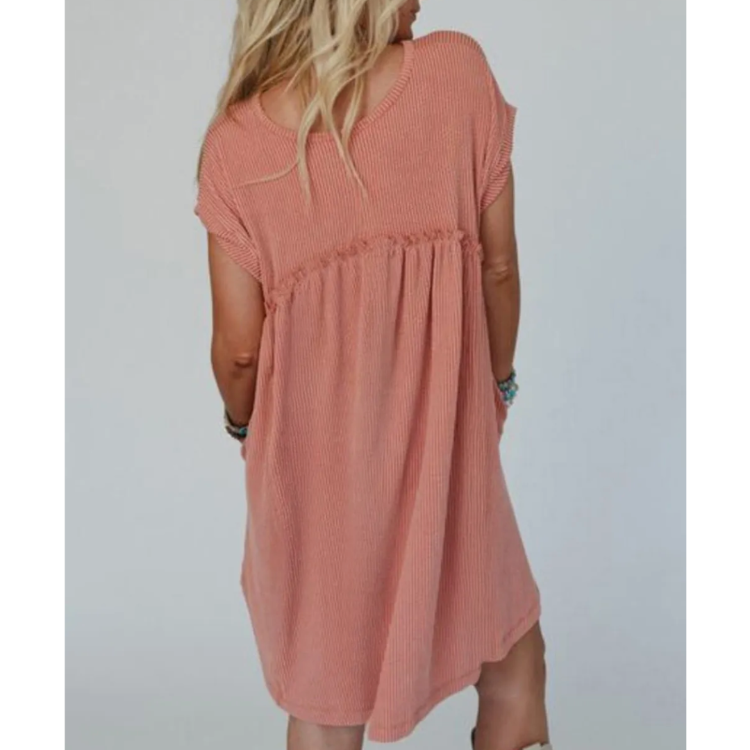 Pure Joy, Short Sleeve Corded Babydoll Dress