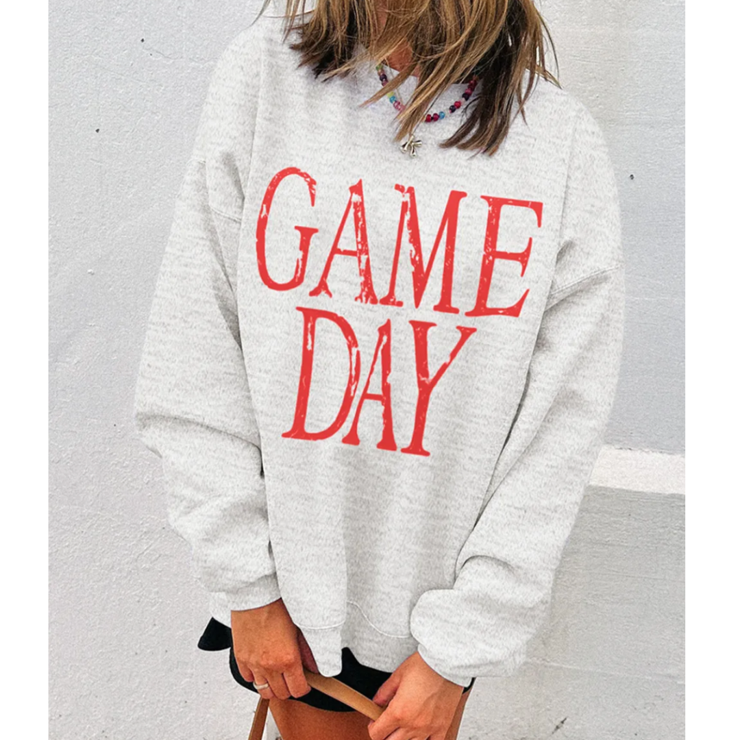 Game Day Girl, Long Sleeve Oversize Graphic Pullover