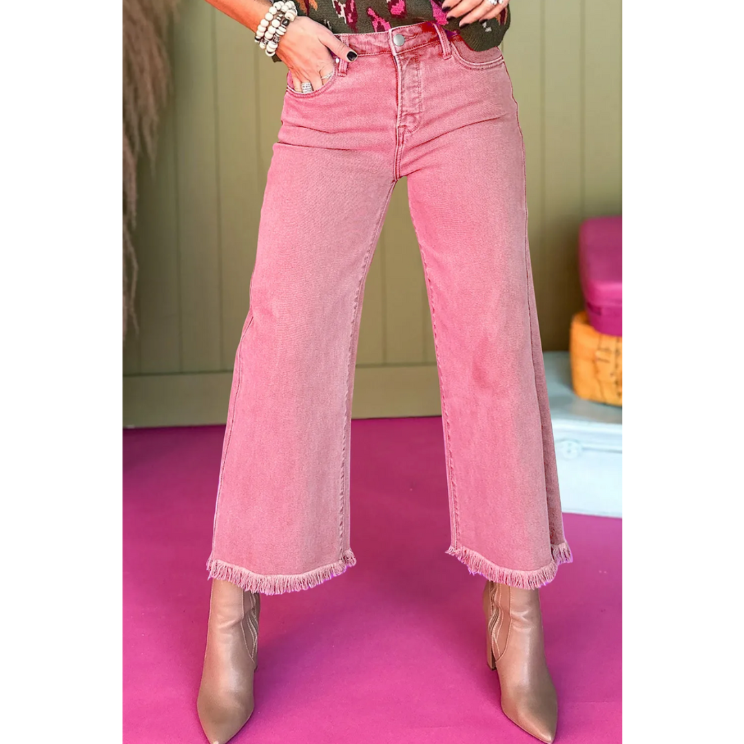 A Fresh New Start, High Waist Wide Leg Crop Jeans