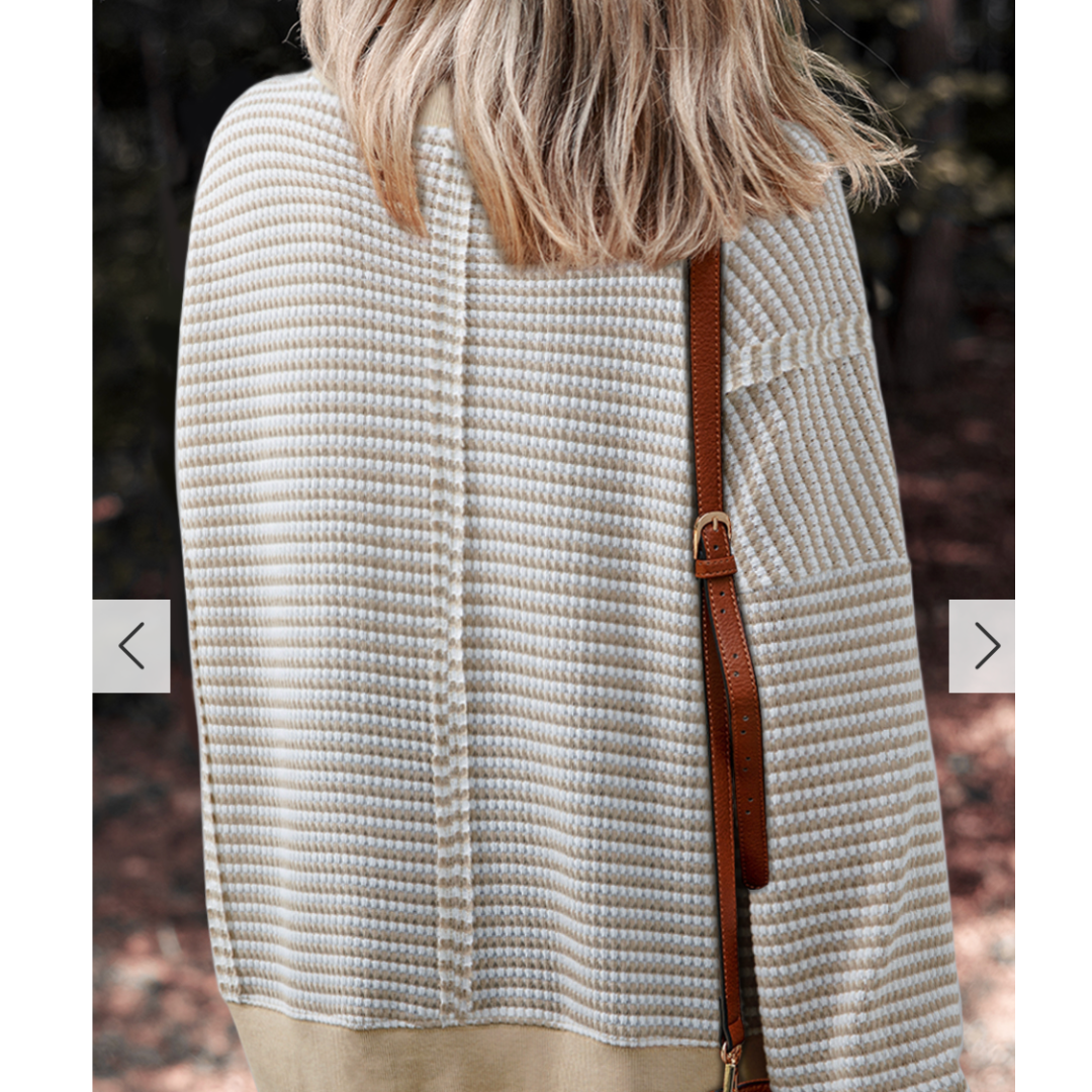 Cozy On Repeat, Striped Waffle Knit Pullover