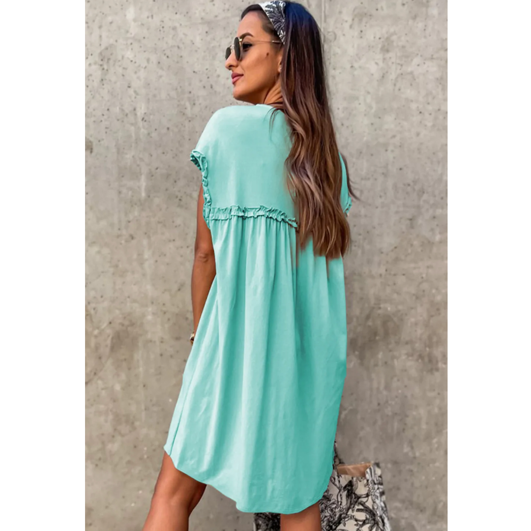 Let's Meet For Lunch, Short Sleeve Ruffle Babydoll Dress