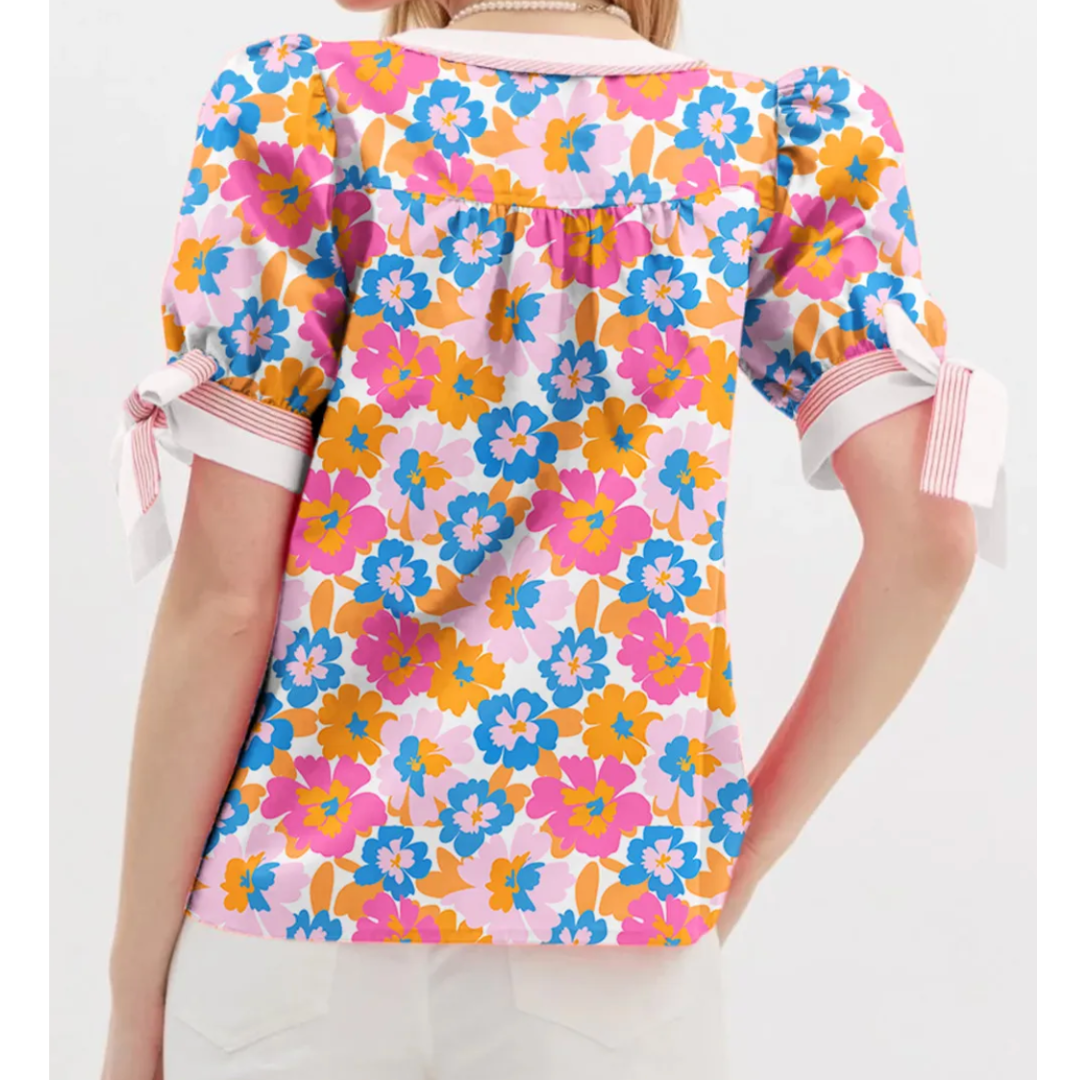 Take A Breath, Short Sleeve Floral Top