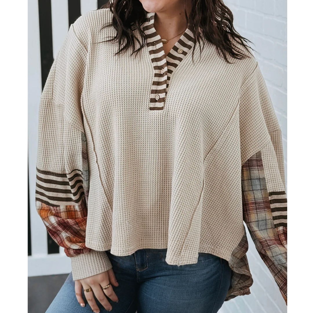 Patch Me If You Can, Curvy Waffle & Plaid Henley
