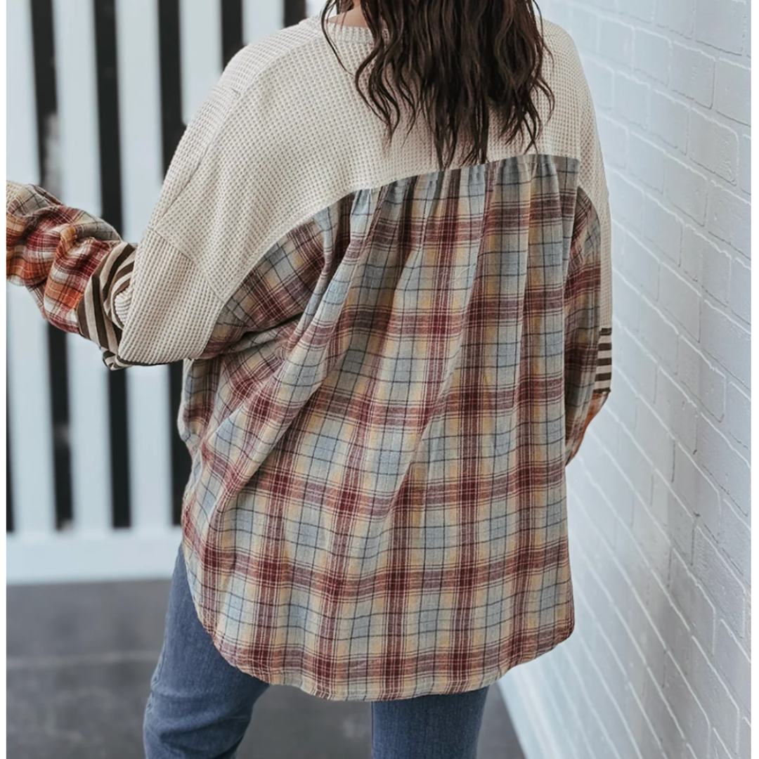Patch Me If You Can, Curvy Waffle & Plaid Henley