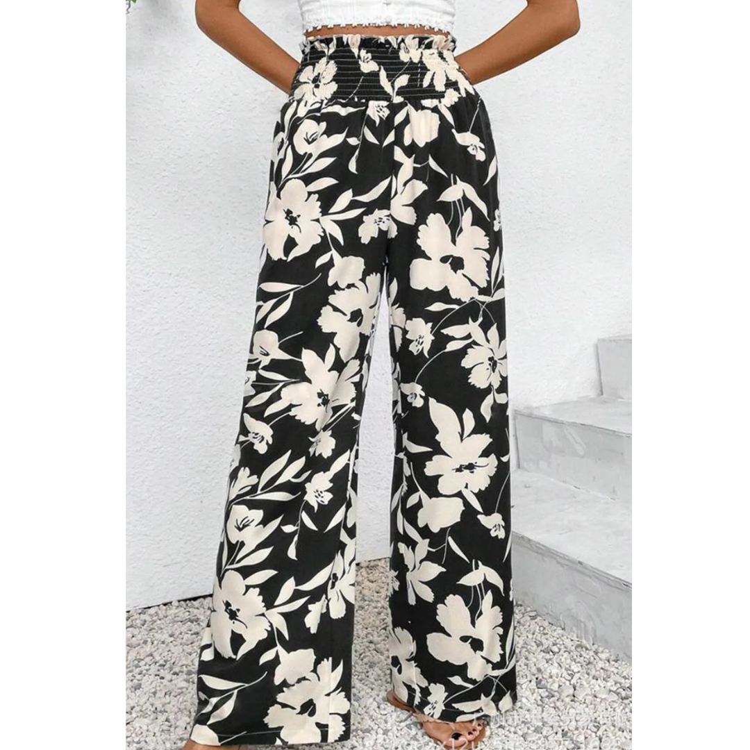 Paradise Bloom, High Waist Wide Leg Floral Pants
