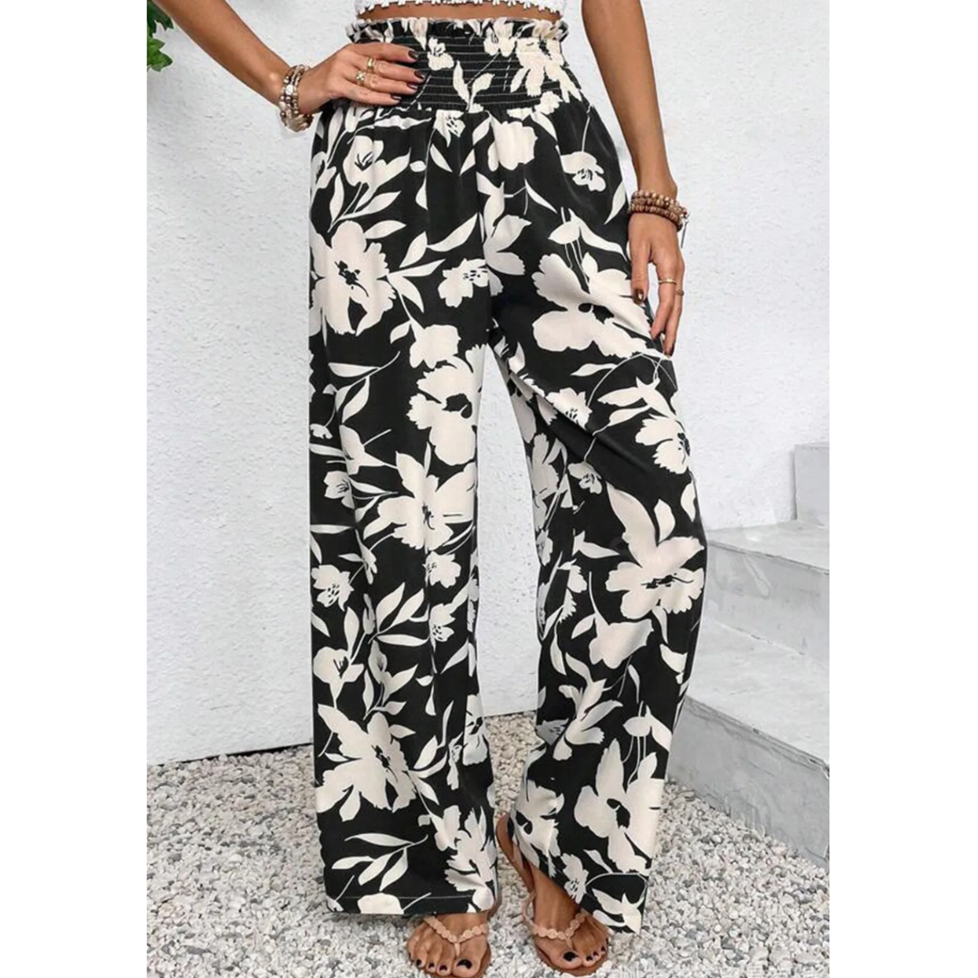 Paradise Bloom, High Waist Wide Leg Floral Pants