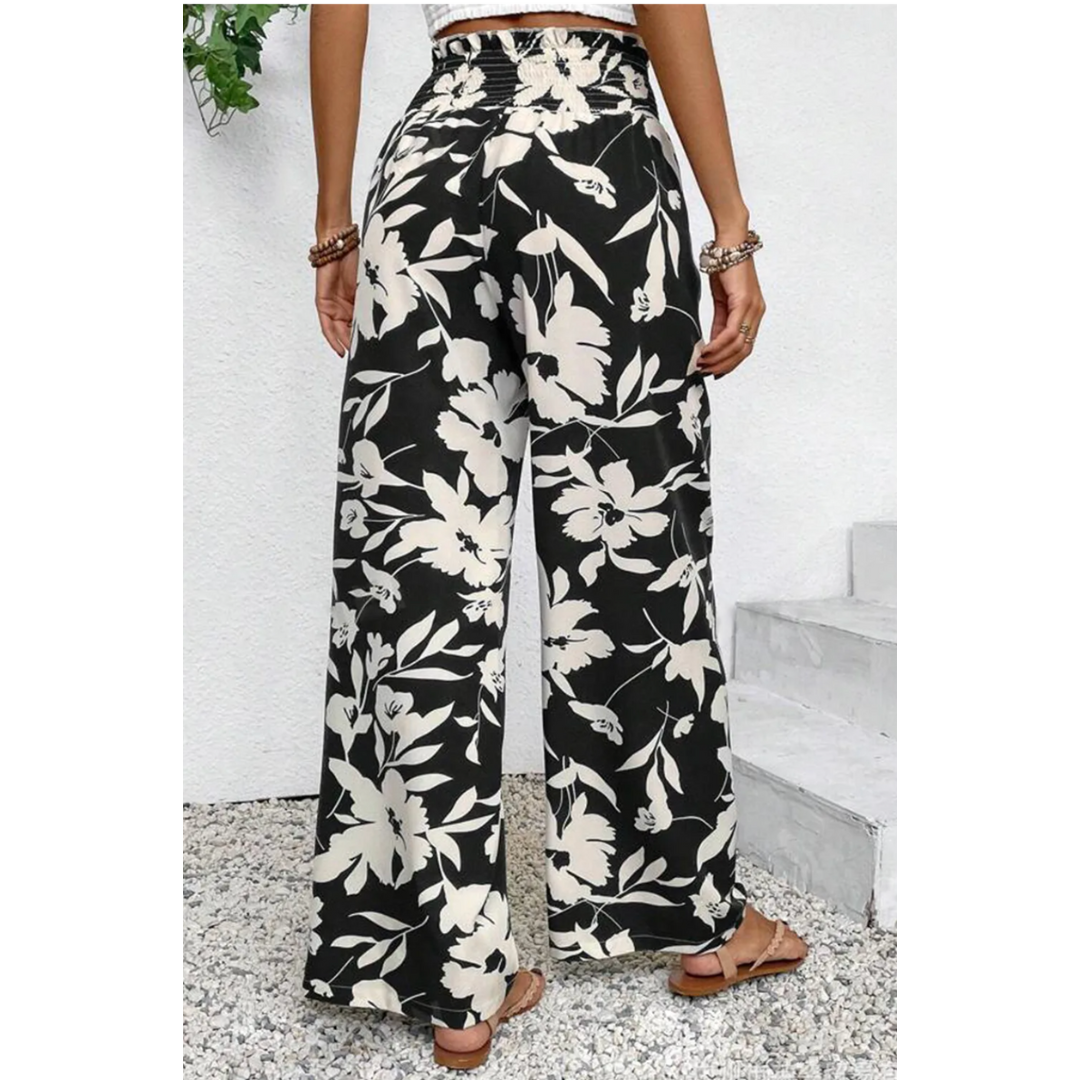 Paradise Bloom, High Waist Wide Leg Floral Pants