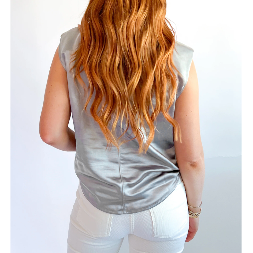 Silky Statement, Shimmery Sleeveless Top