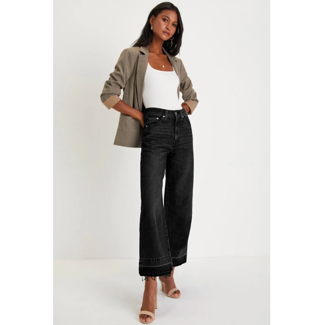 Twice As Cool, Raw Hem Wide Leg Jeans