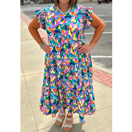 Picture Perfect Abstract Print Maxi Dress (1X-4X)