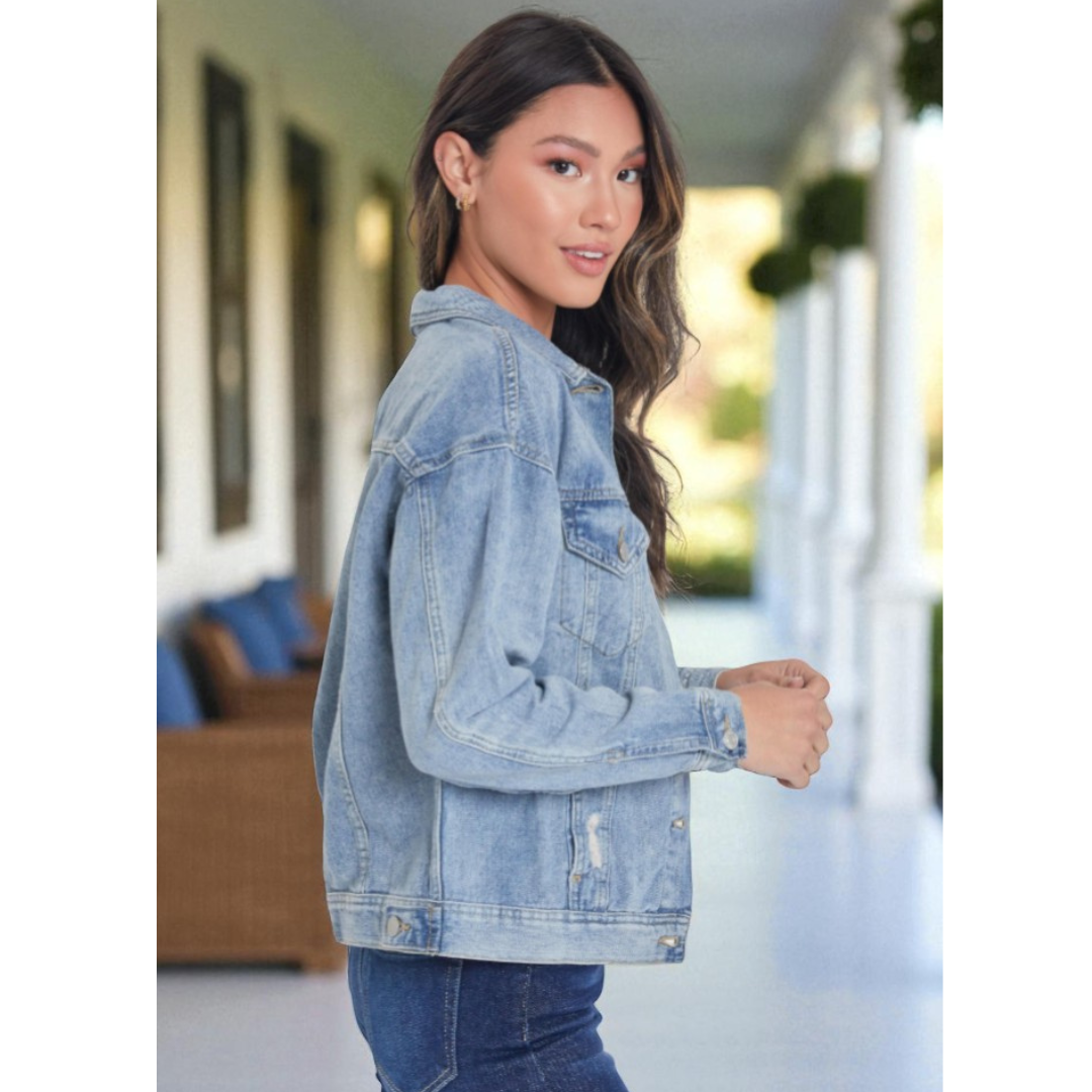 Street Style Star, Oversized Denim Jacket – Available in Light Wash & Black Wash