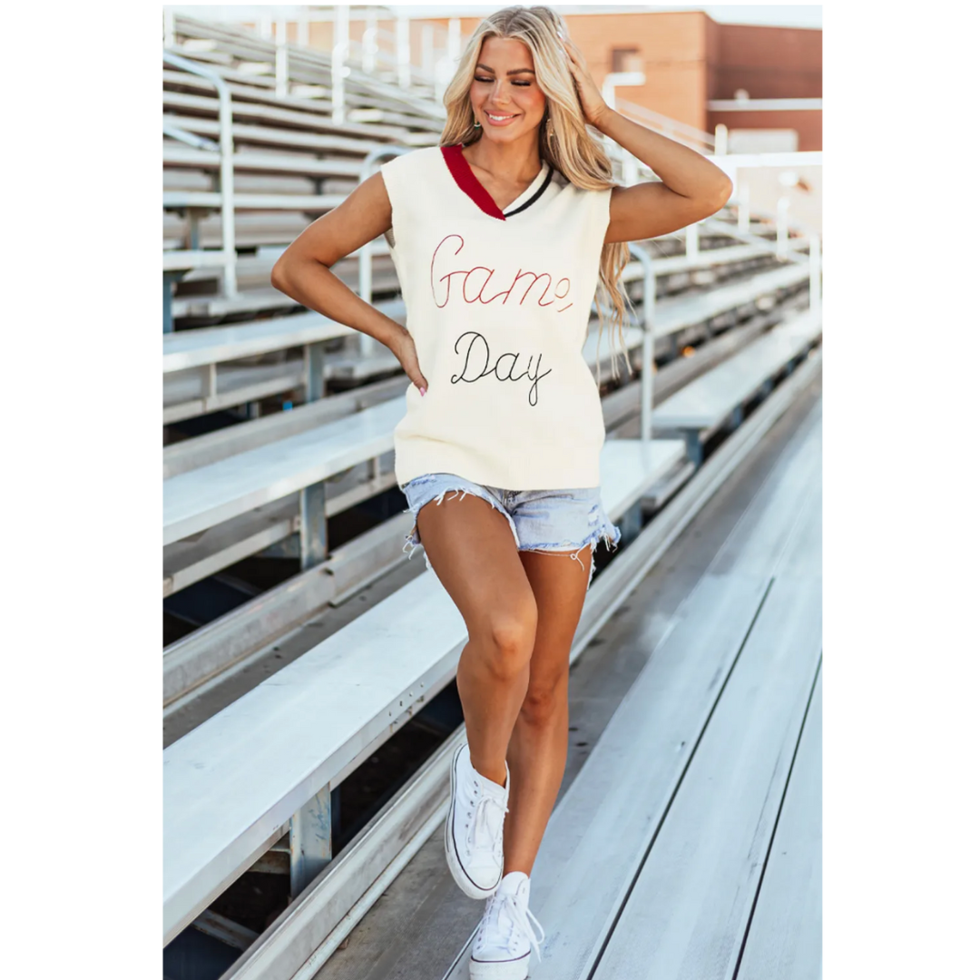 Game On, Short Sleeve V Neck Game Day Top