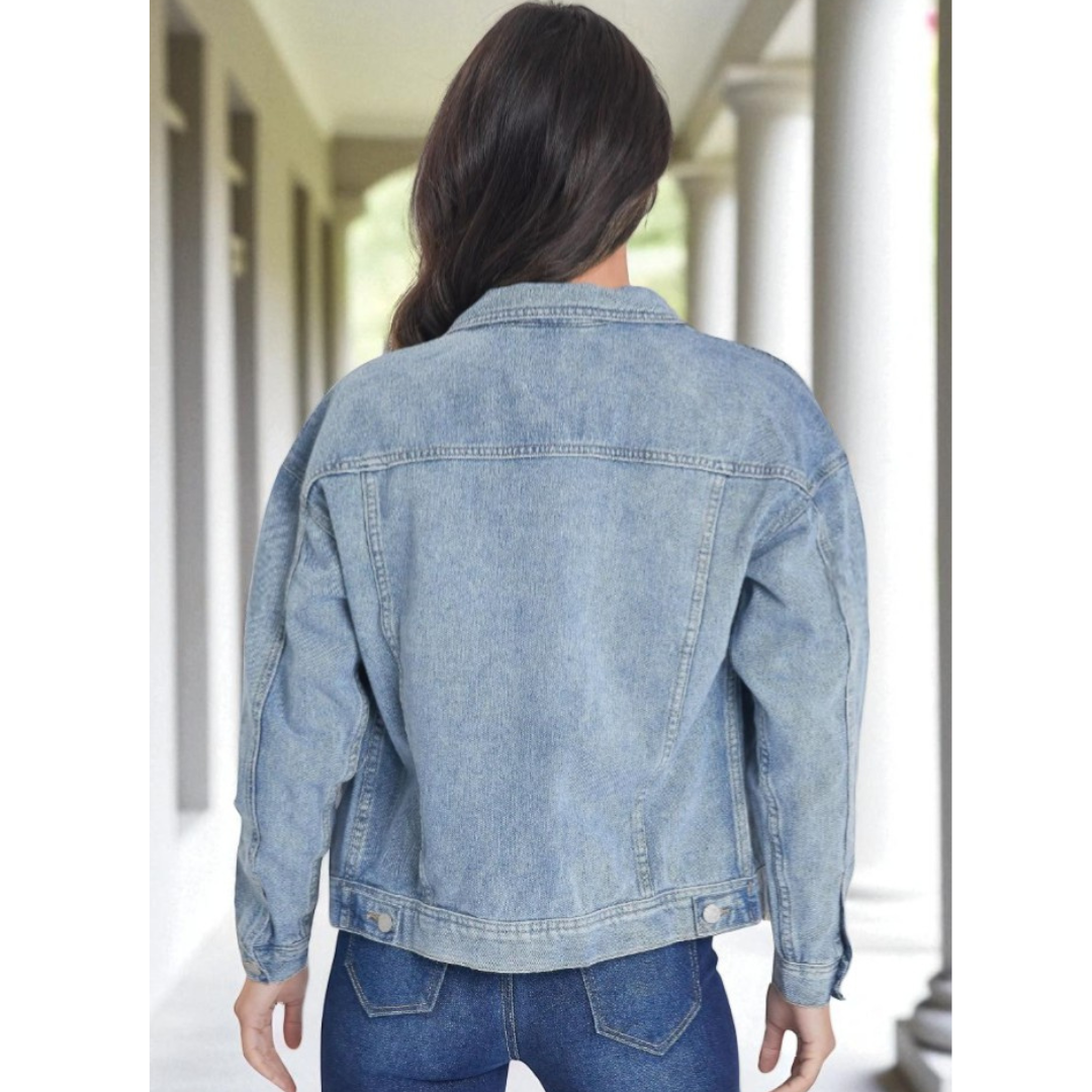 Street Style Star, Oversized Denim Jacket – Available in Light Wash & Black Wash