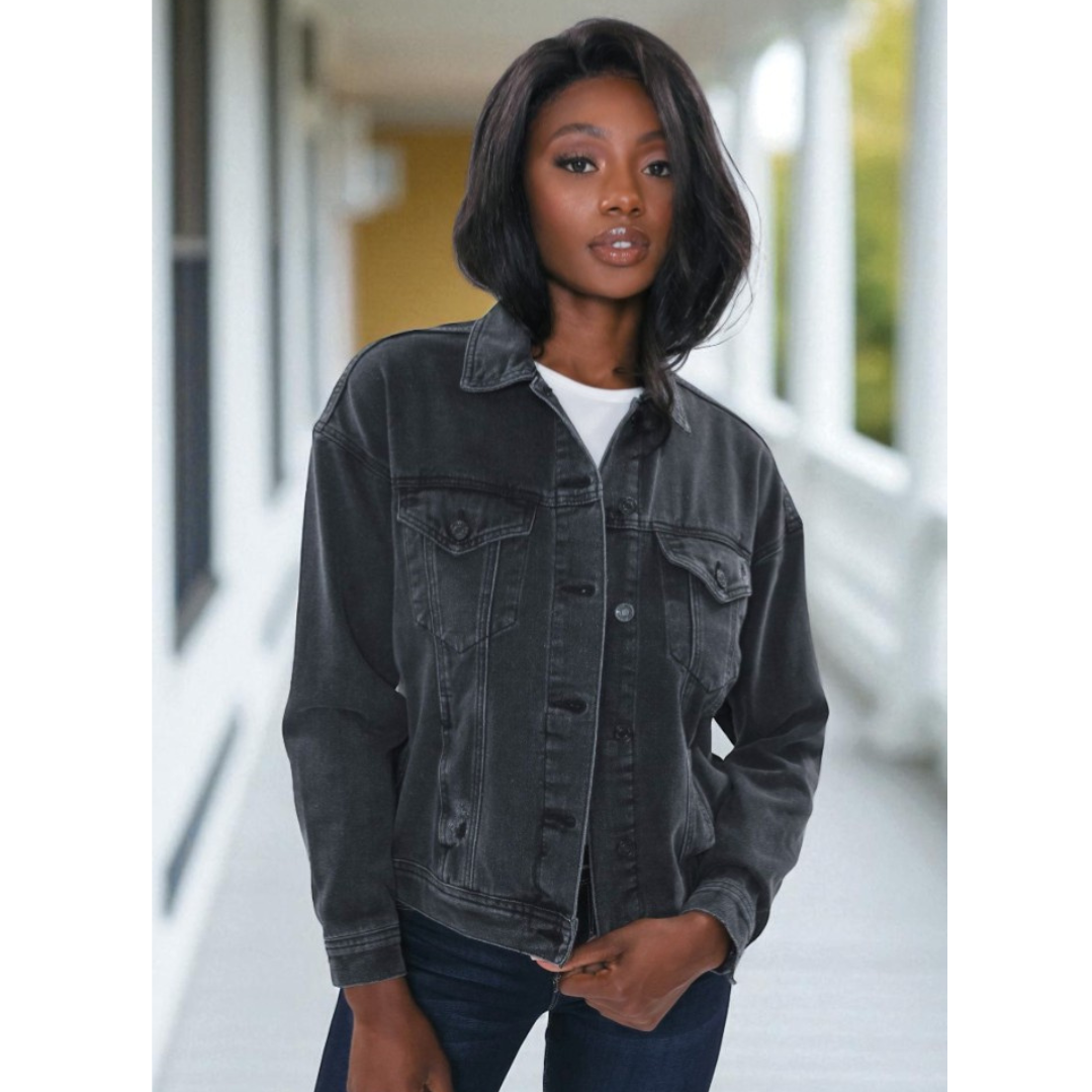 Street Style Star, Oversized Denim Jacket – Available in Light Wash & Black Wash