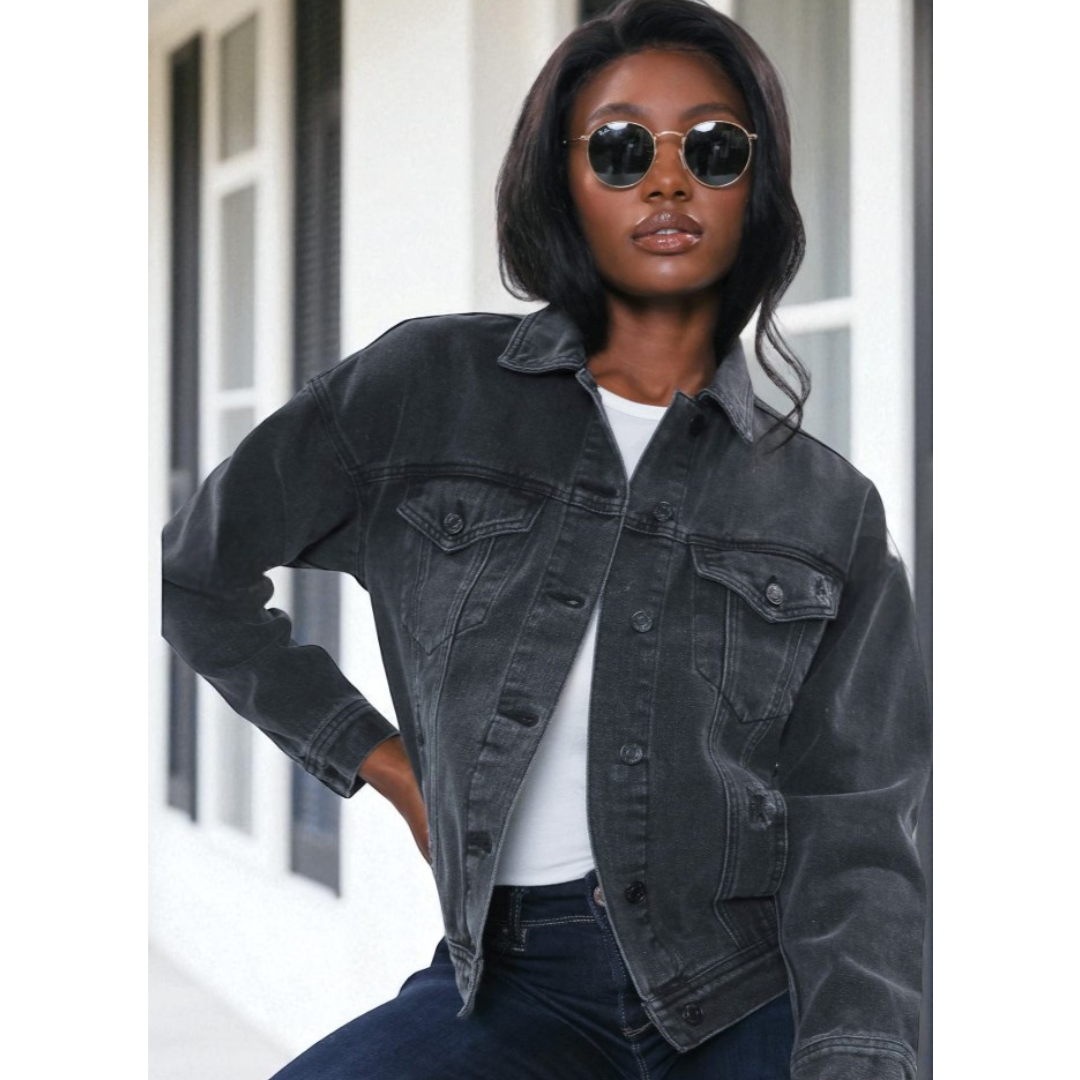 Street Style Star, Oversized Denim Jacket – Available in Light Wash & Black Wash