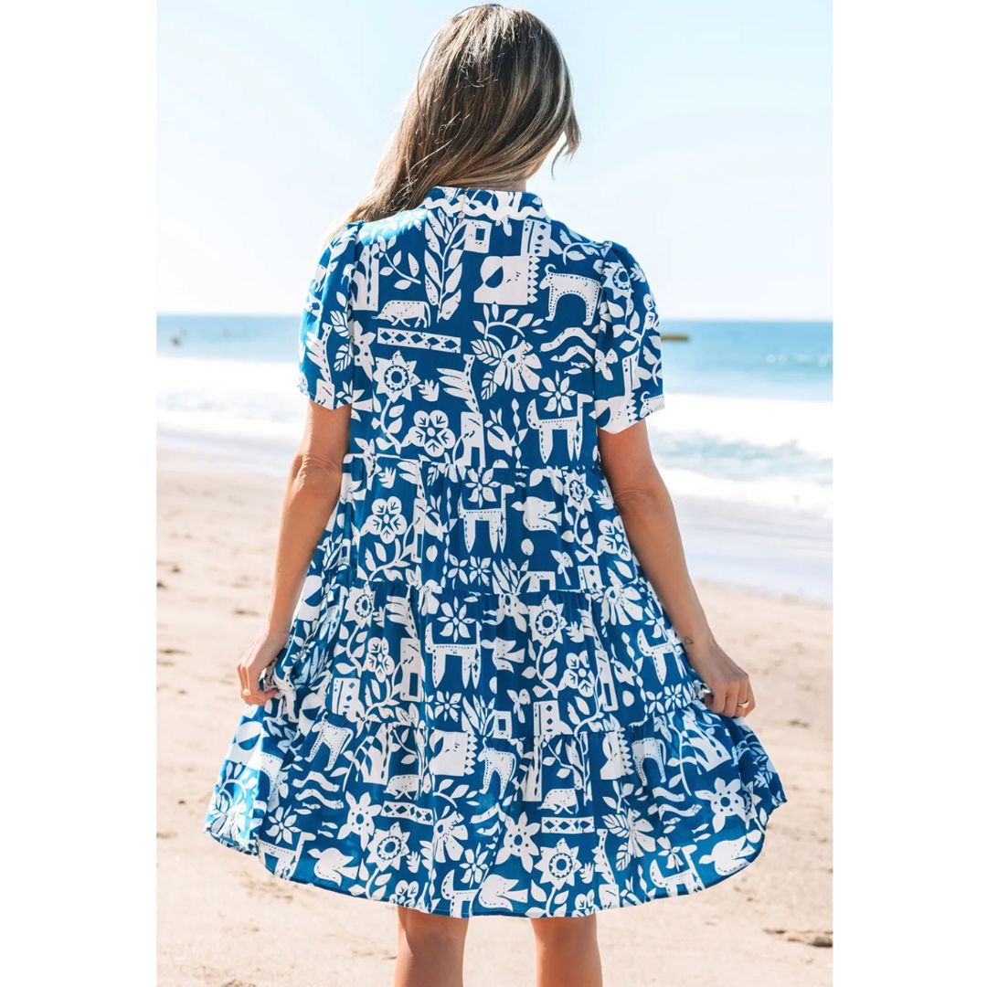 Singing The Blues, Floral Dress with Ric Rac Trim