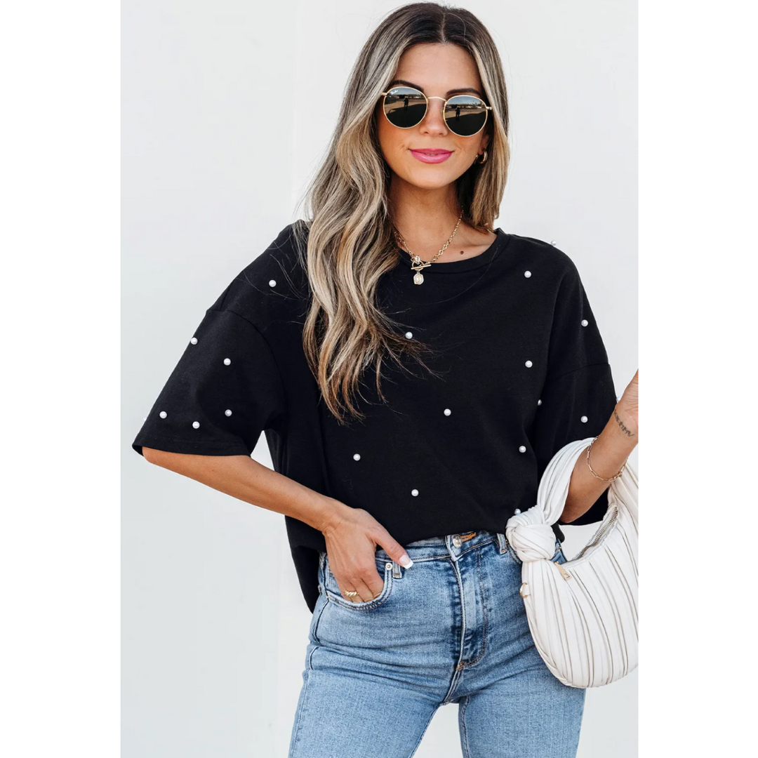 Remember The Details, Short Sleeve Pearl Accent Tee