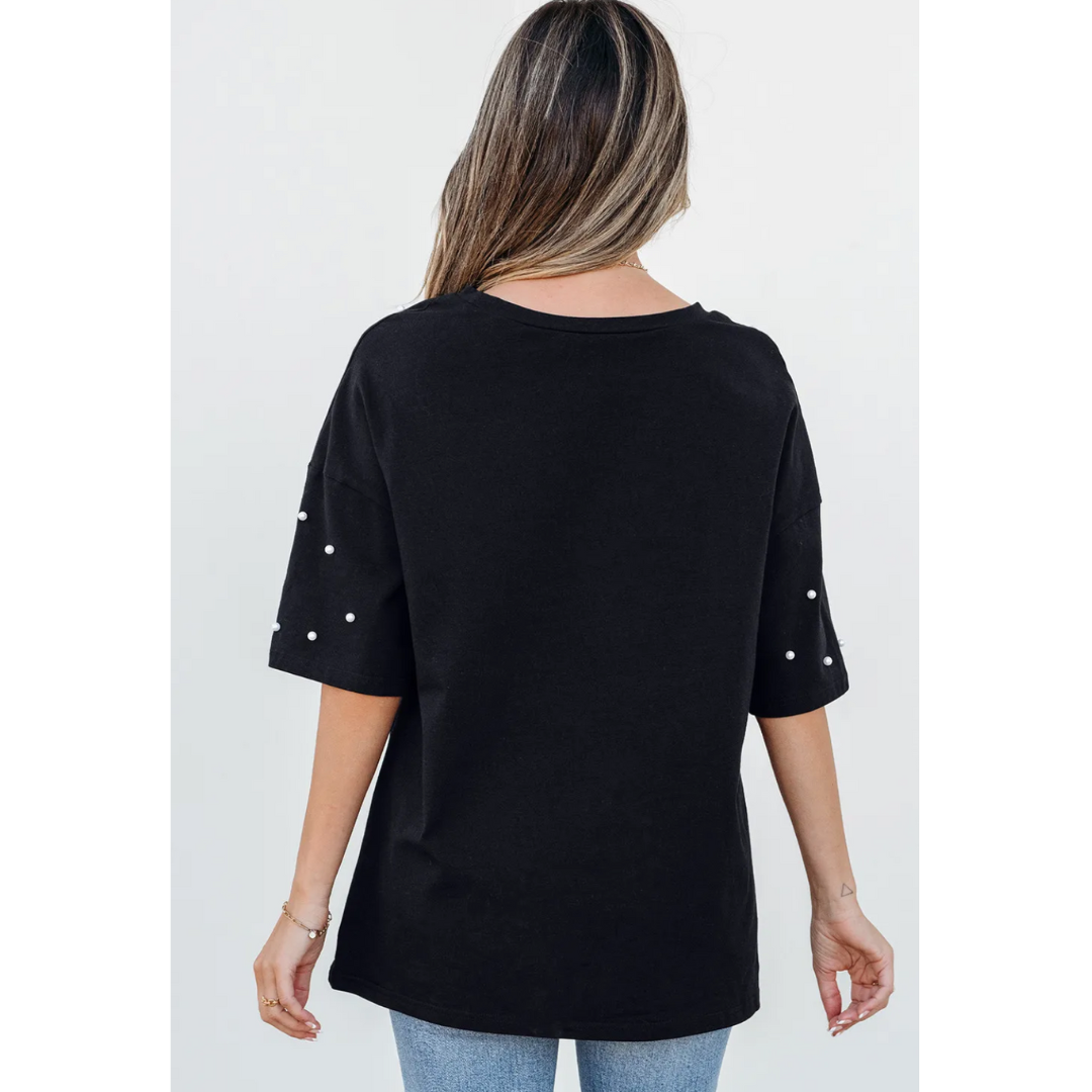 Remember The Details, Short Sleeve Pearl Accent Tee