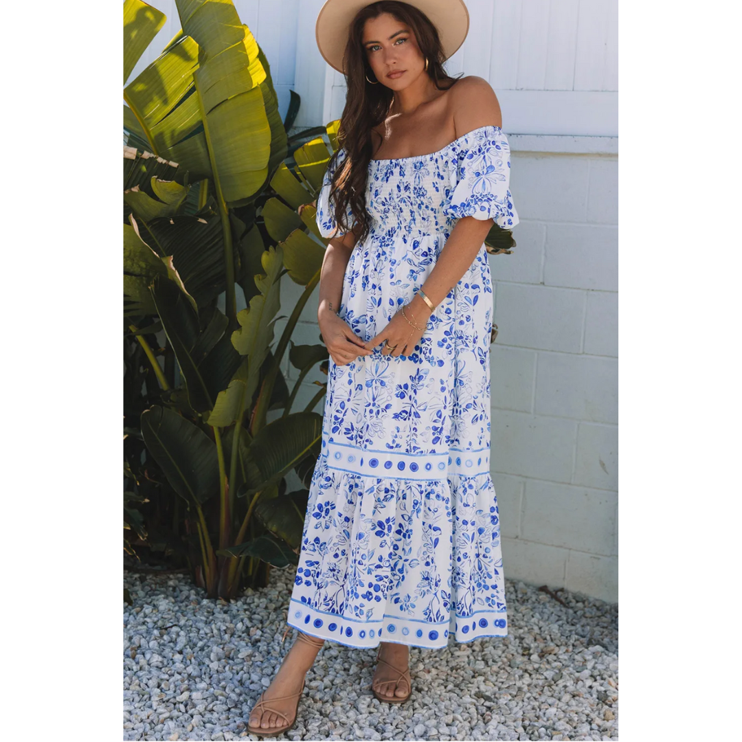 A Beautiful View, Short Sleeve Floral Maxi Dress
