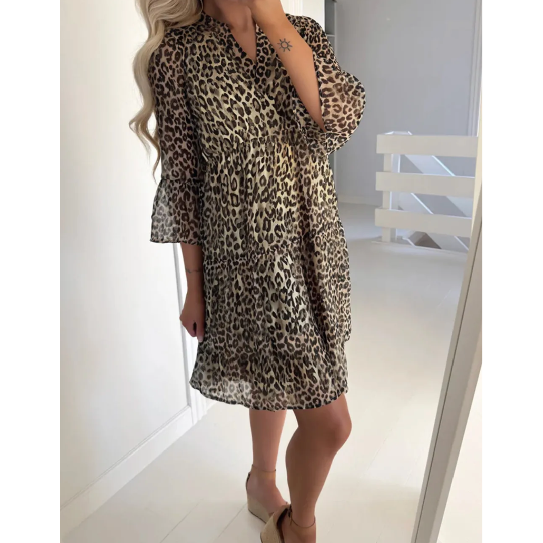 Spotted & Sassy, Tiered Leopard Print Dress