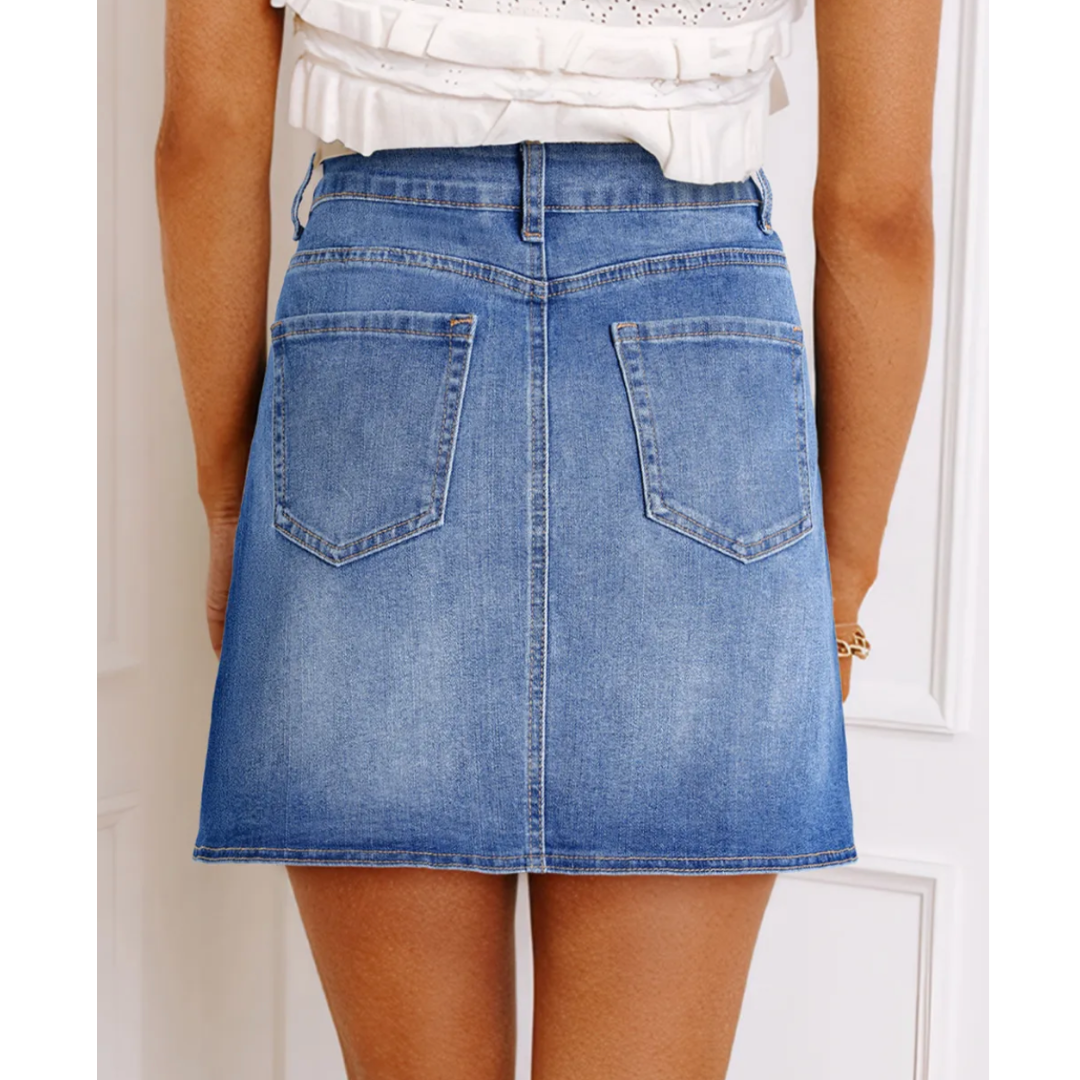 All Figured Out, Wrap Denim Skirt