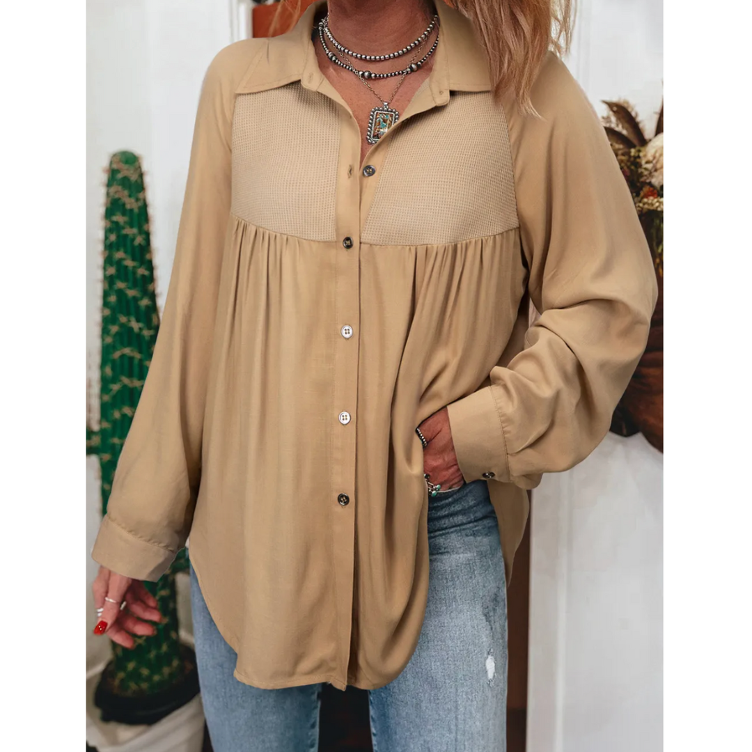 Coffee Break Button Down Top