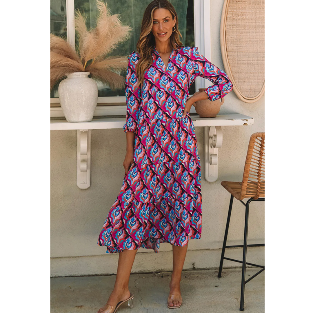 The Smart One, 3/4 Floral Midi Dress