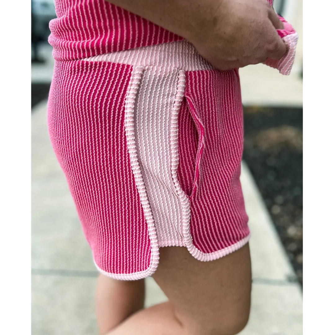 Feeling Great, Short Sleeve Ribbed Short Set