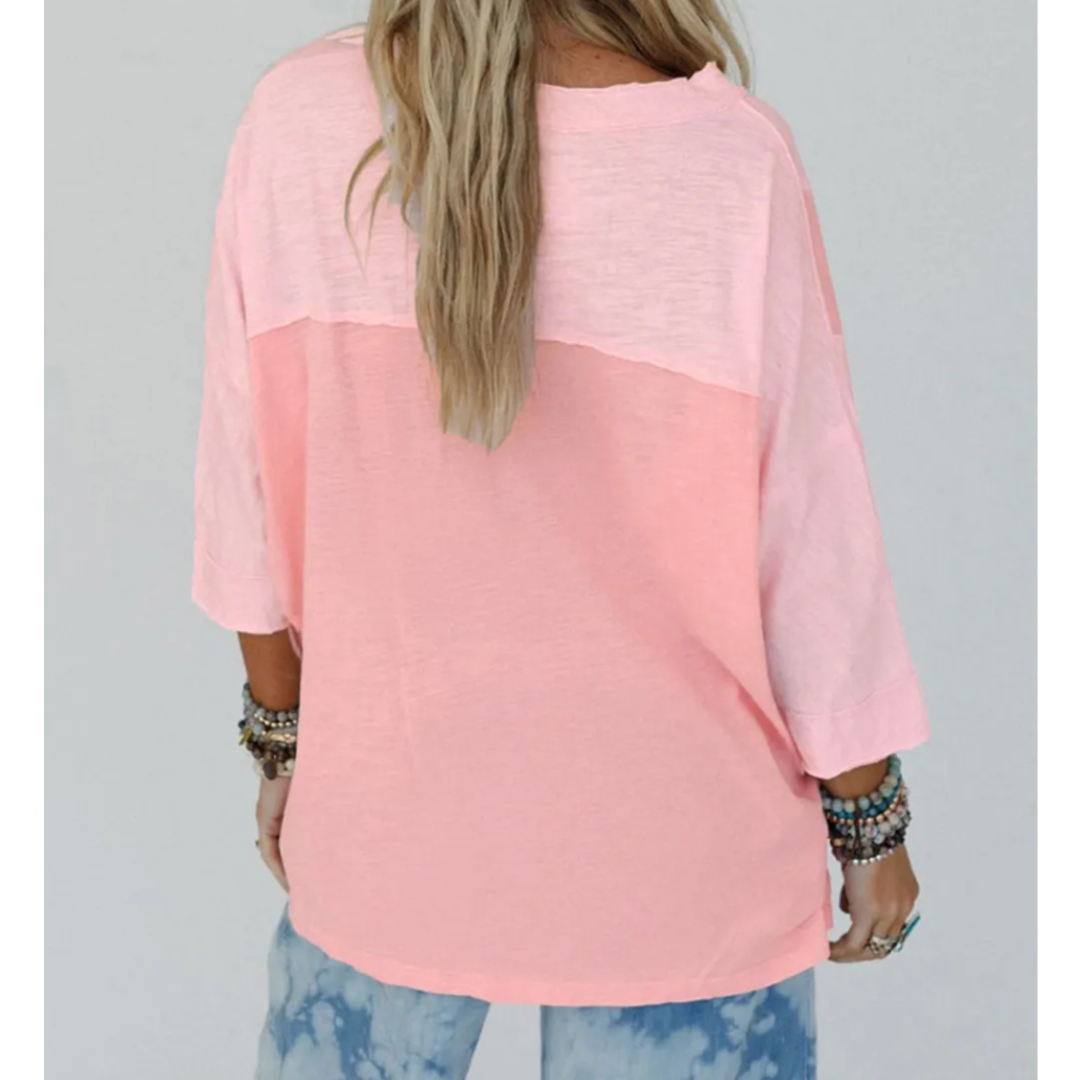 Petals & Positivity, Colorblock Flower Patch Top