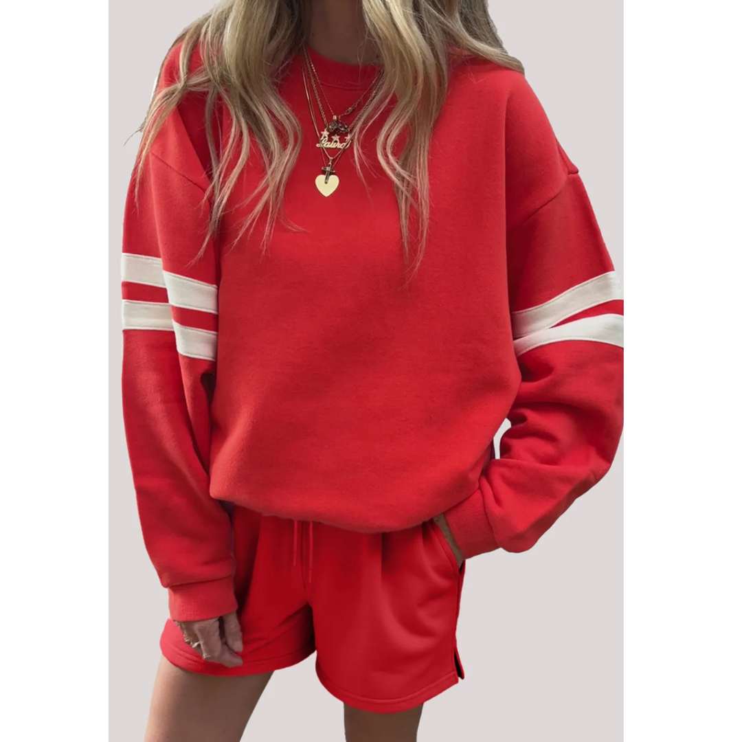 Varsity Vibes, 2-Piece Pullover & Shorts Set