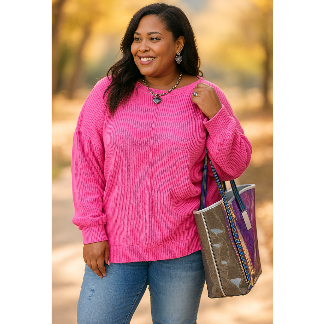 Ready To Go, Long Sleeve Ribbed Tunic (1X-4X)