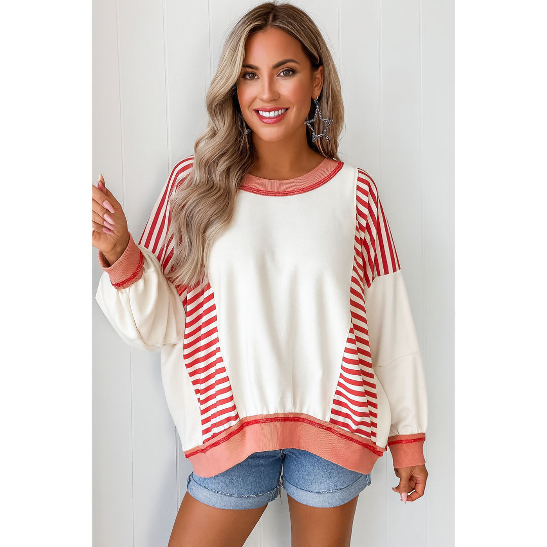 Striped & Sweet, Colorblock Long Sleeve Pullover
