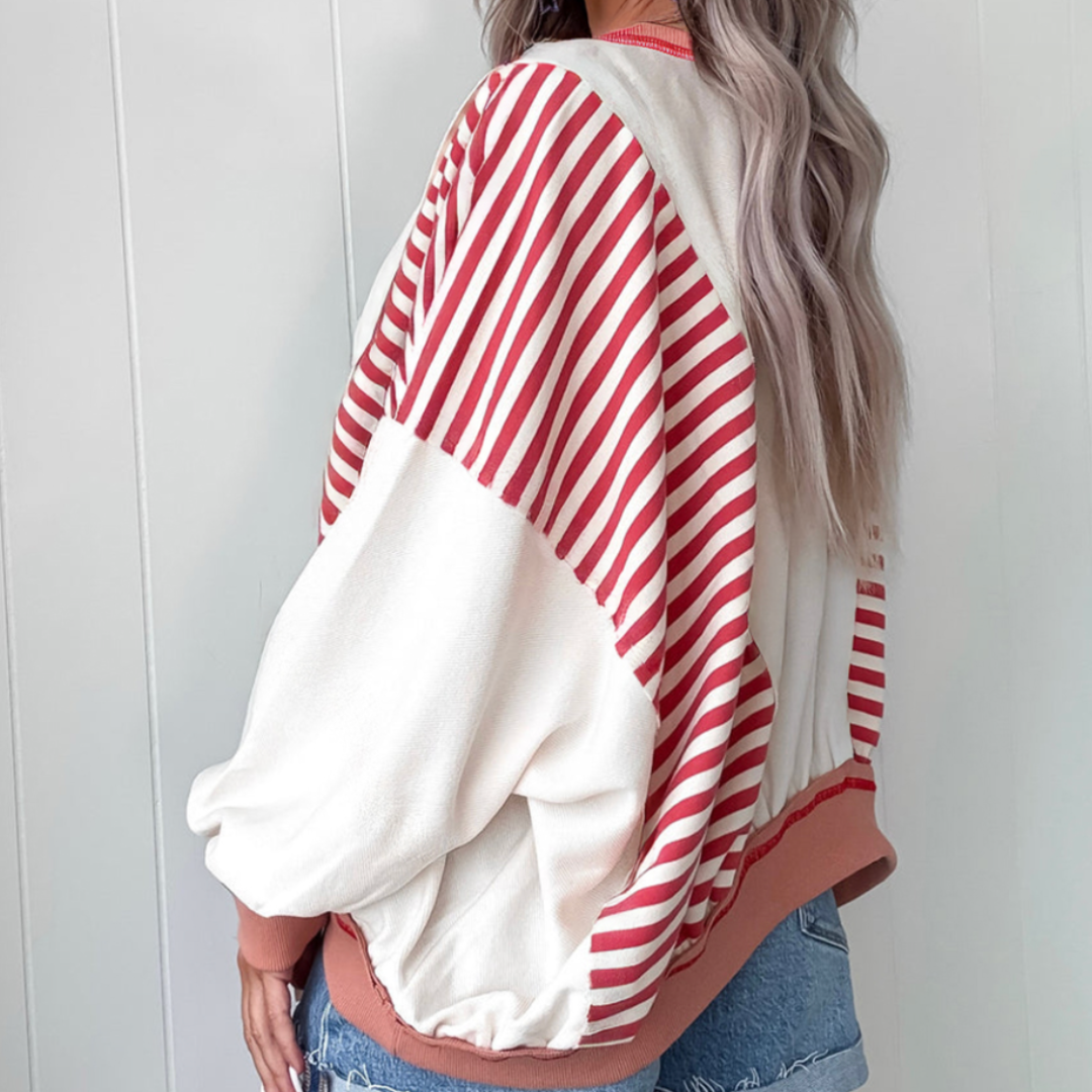 Striped & Sweet, Colorblock Long Sleeve Pullover