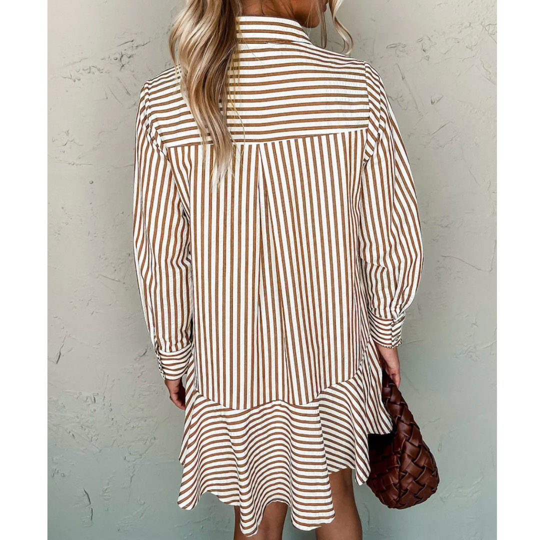 Golden Hour Stripes, Button Down Drop Waist Dress