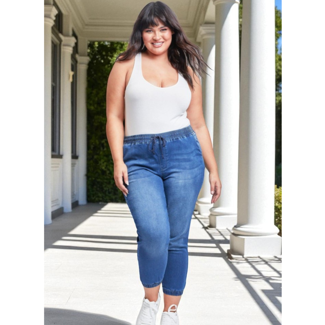 Cozy & Confident, Curvy Fit YMI Denim Joggers