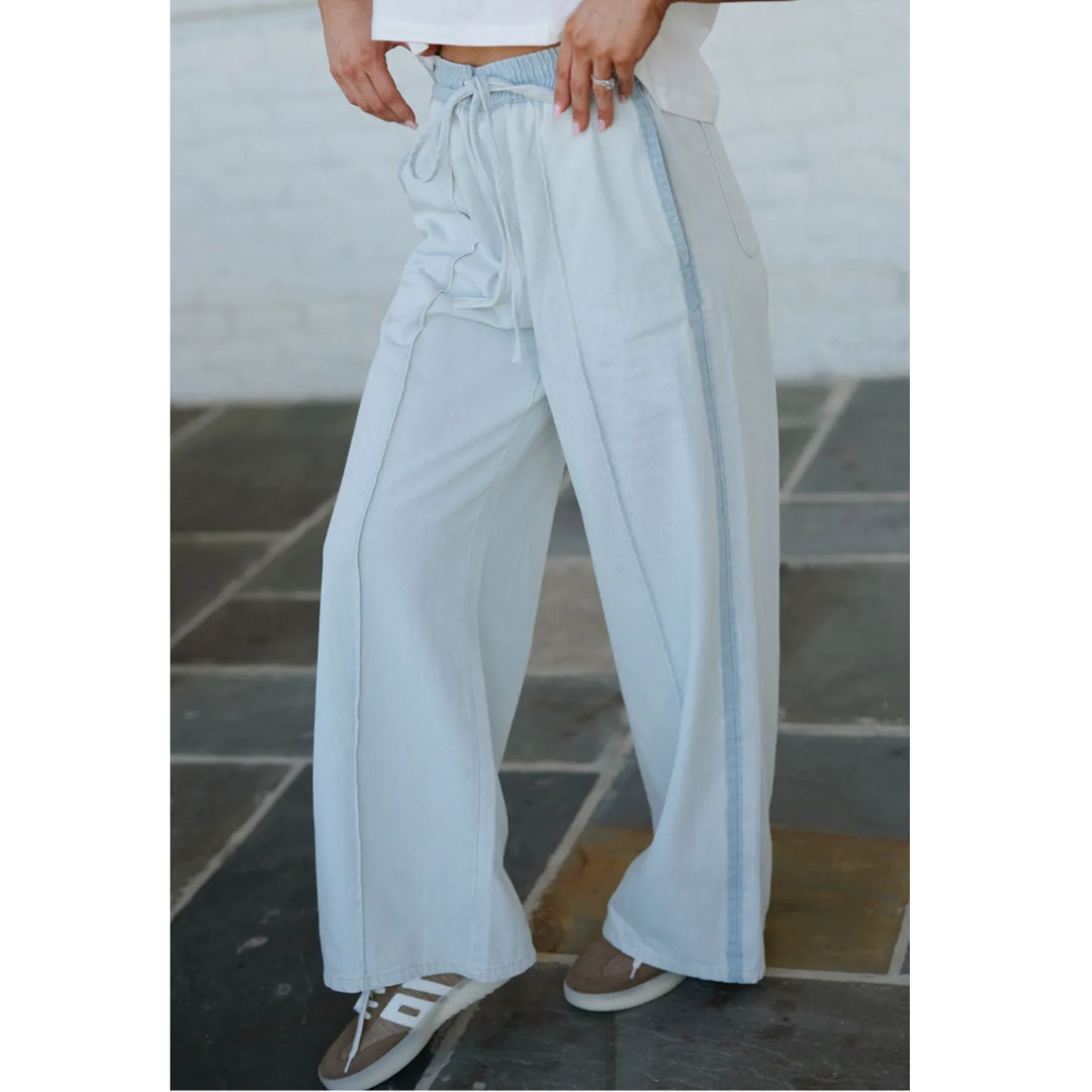 Created For Comfort, High Waist Drawstring Wide Leg Jeans