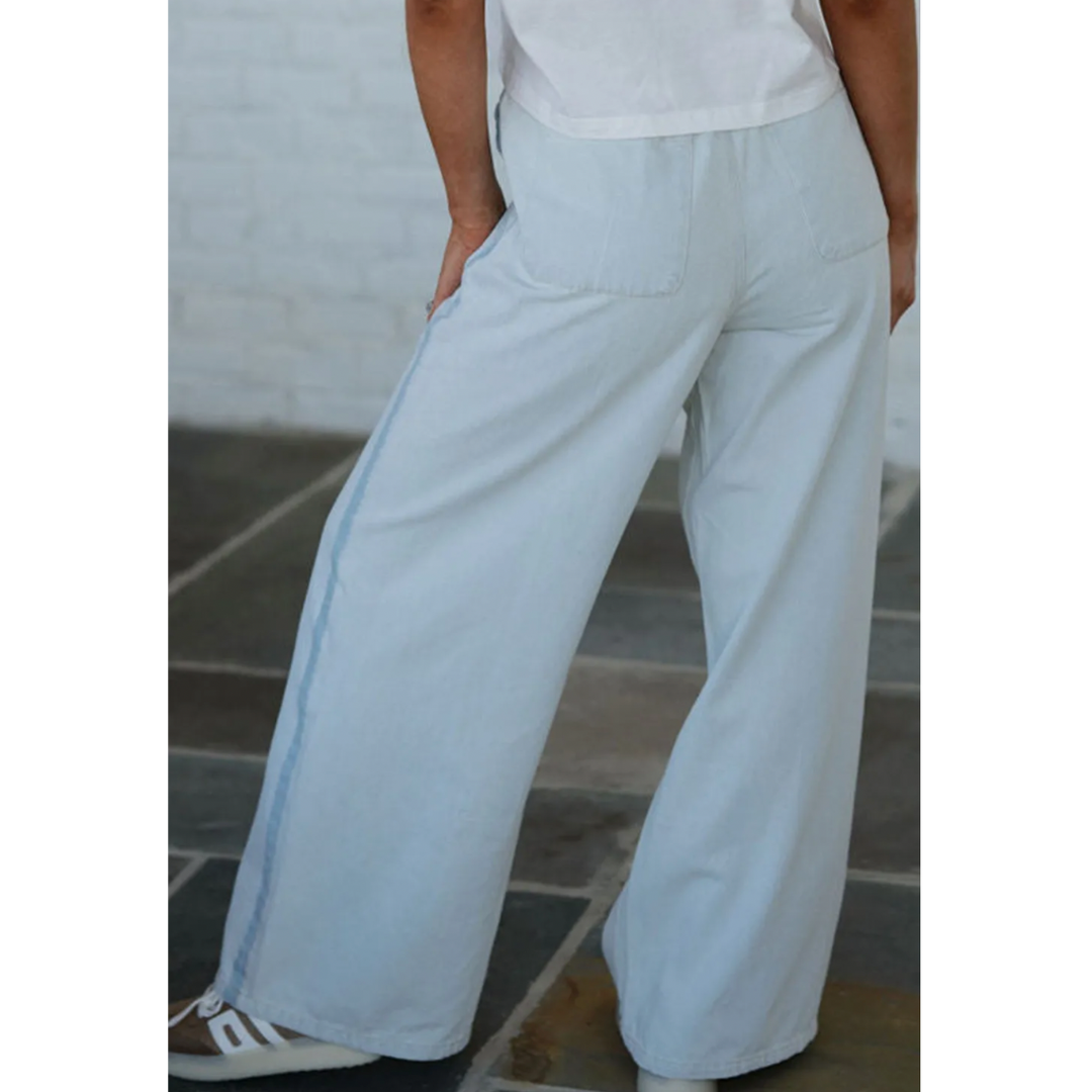 Created For Comfort, High Waist Drawstring Wide Leg Jeans