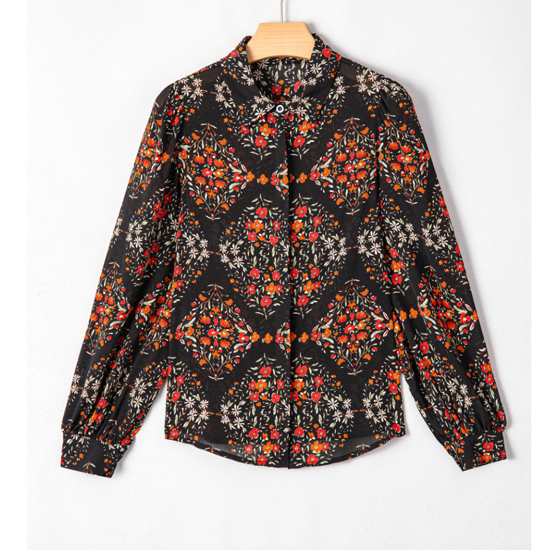Grace Is Within Her, Long Sleeve Button Down Blouse