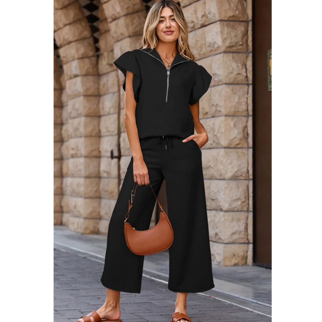 Totally Covered, Short Sleeve Crop Pants Set