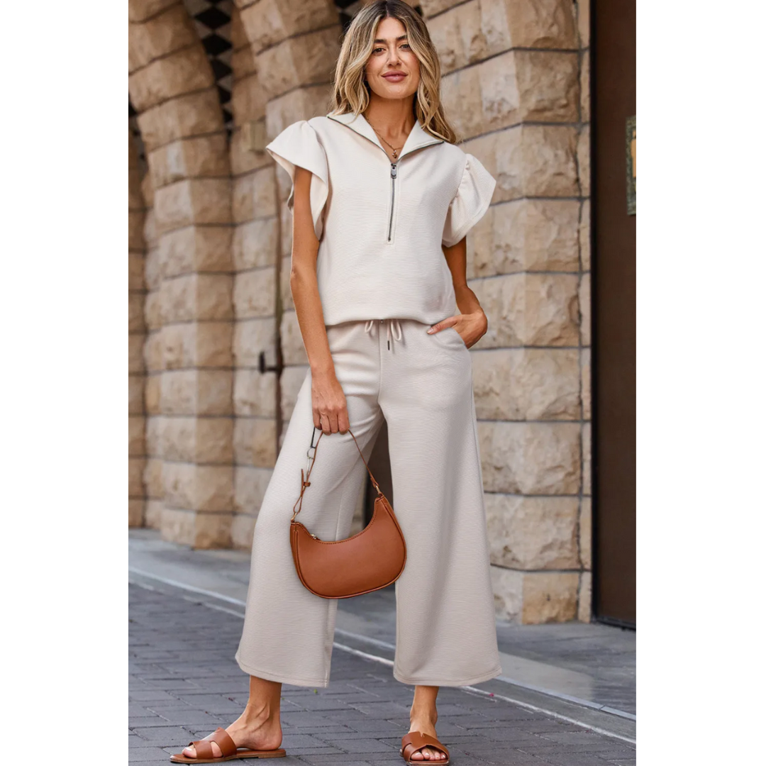 Totally Covered, Short Sleeve Crop Pants Set