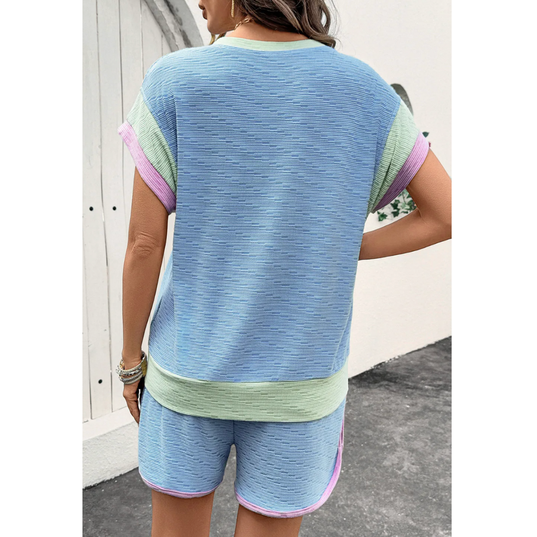 'How It Starts' Short Sleeve Corded Short Set