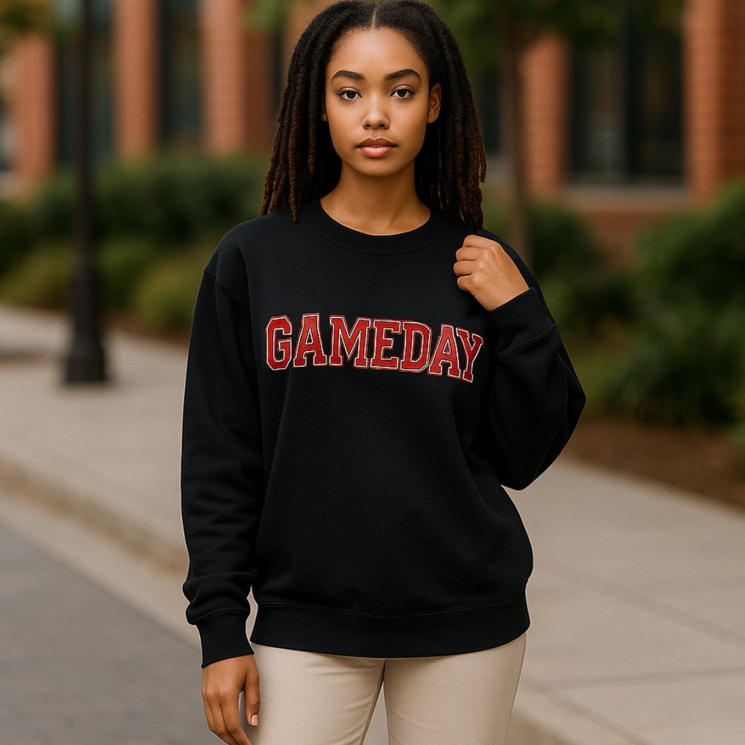 Glimmer In Those Friday Night Lights, Sequin Graphic GameDay Pullover