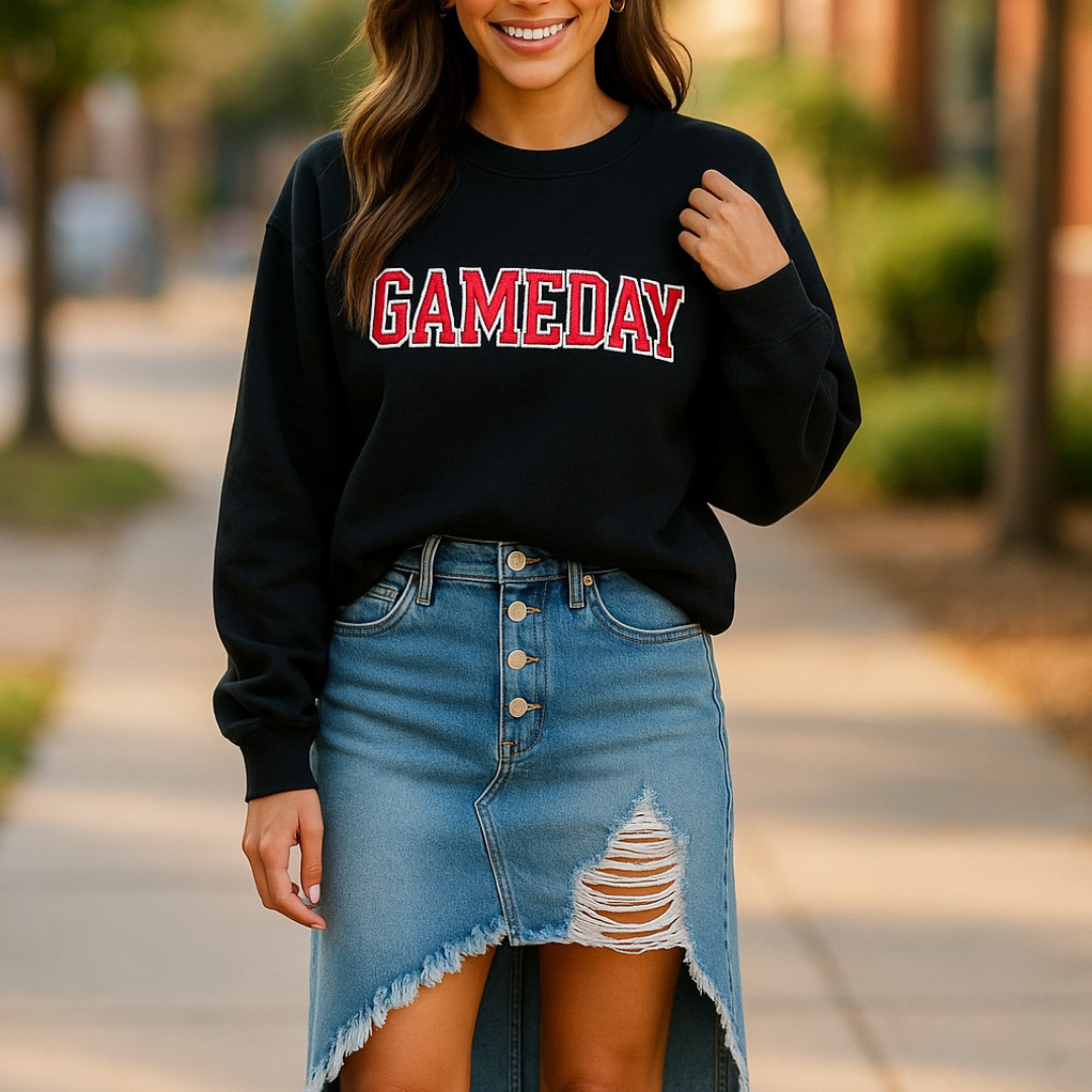 Glimmer In Those Friday Night Lights, Sequin Graphic GameDay Pullover