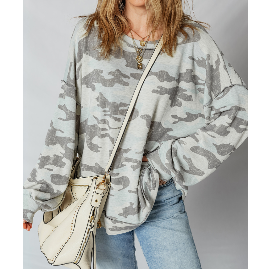 On The Loose, Oversized Camo Pullover