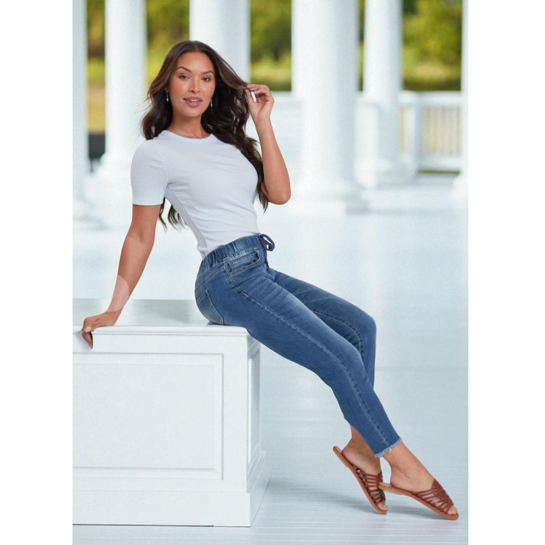 On the Move, Petite High-Rise YMI Denim Jogger Jeans