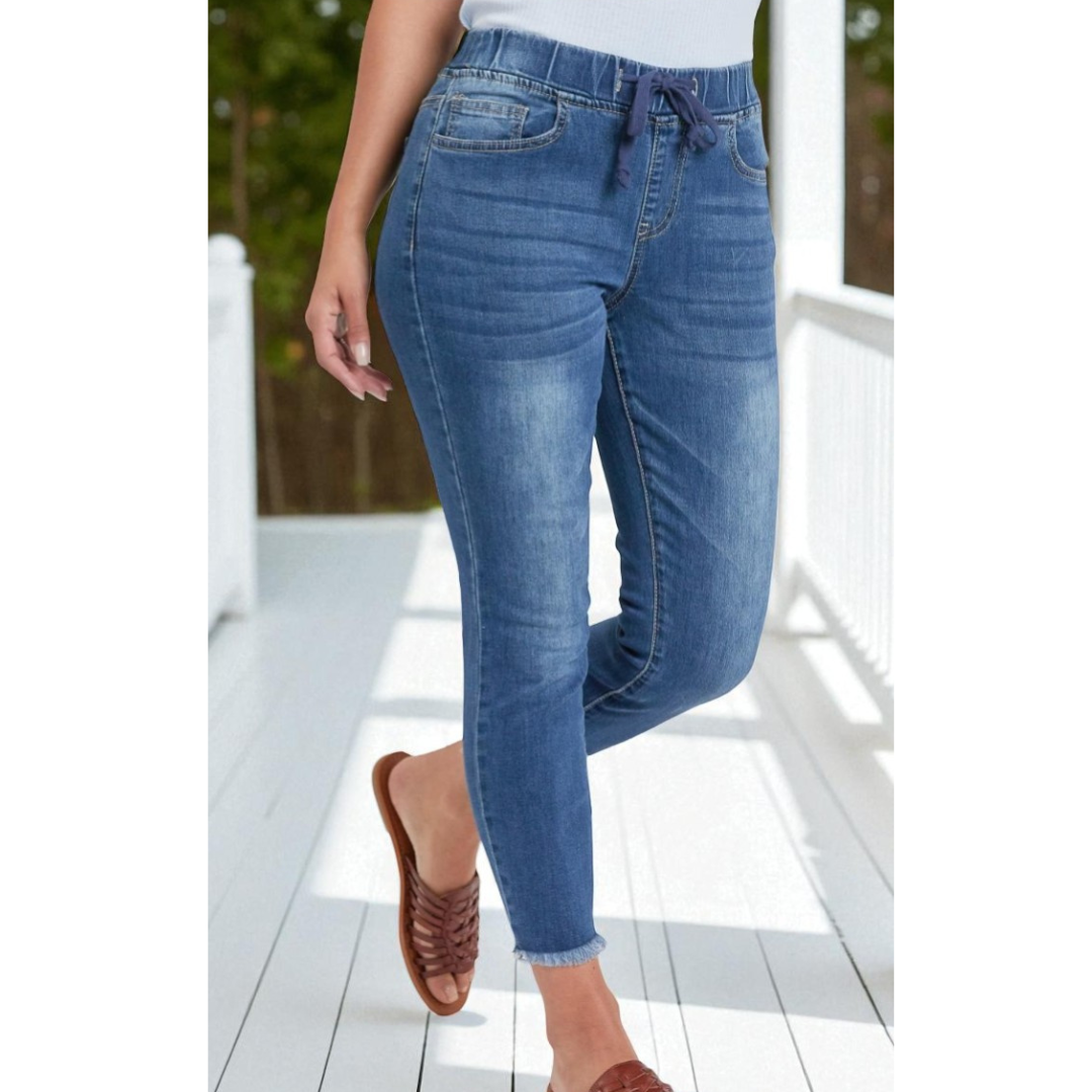 On the Move, Petite High-Rise YMI Denim Jogger Jeans