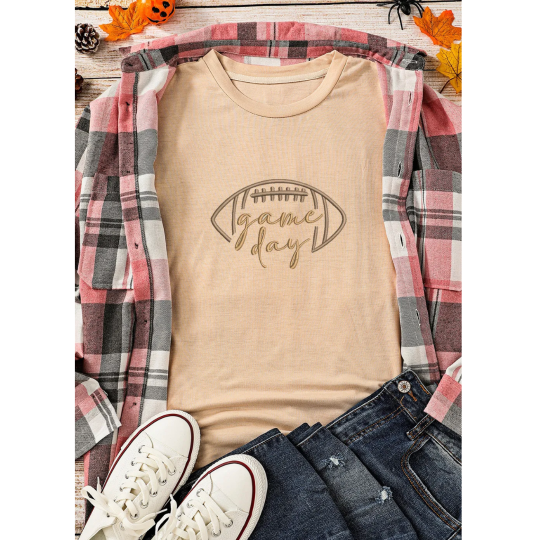 YAY!! It's Game Day, Short Sleeve Embroidered Tee