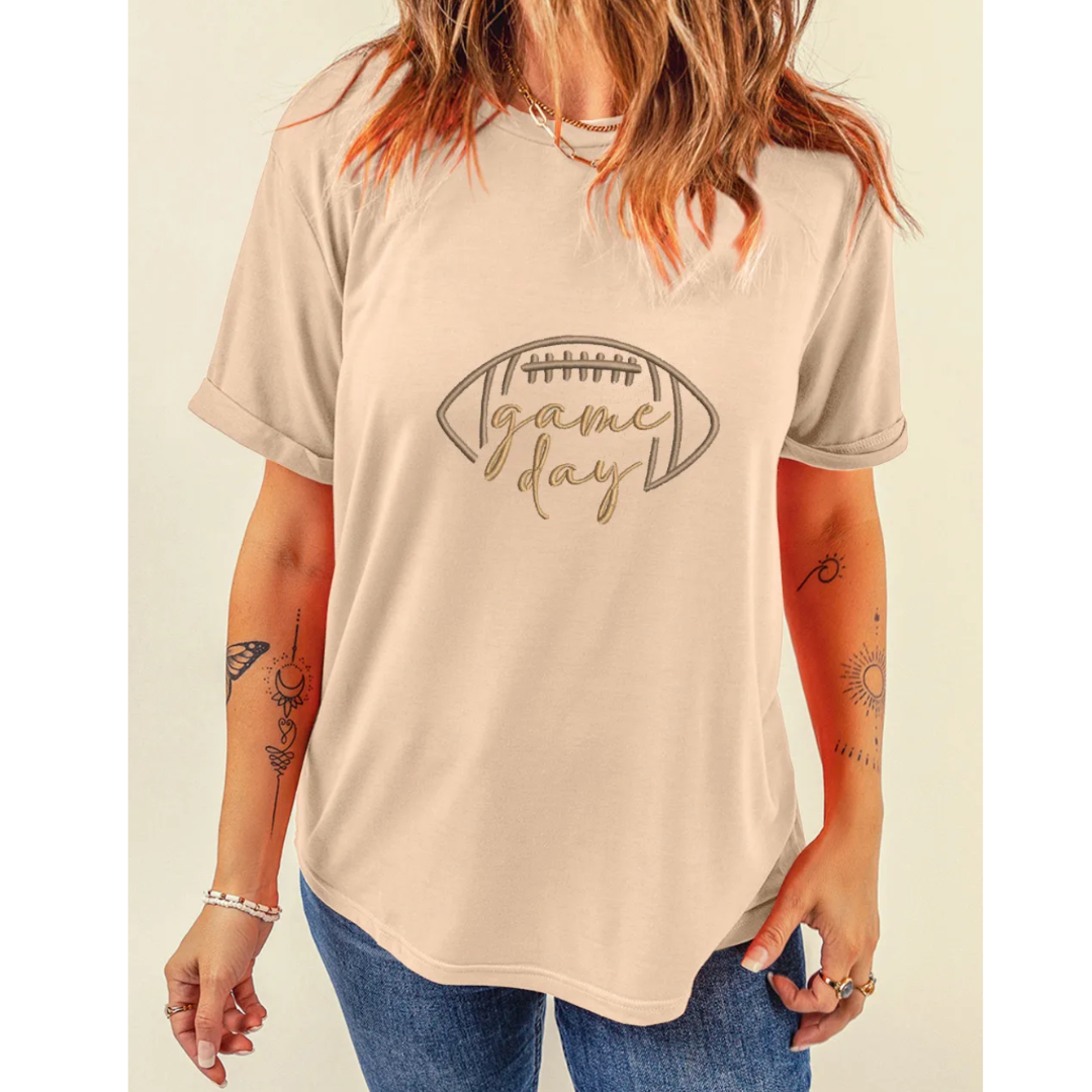 YAY!! It's Game Day, Short Sleeve Embroidered Tee